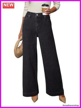 High Waisted Wide Leg Stretch Denim Jeans Women Casual Loose Fit